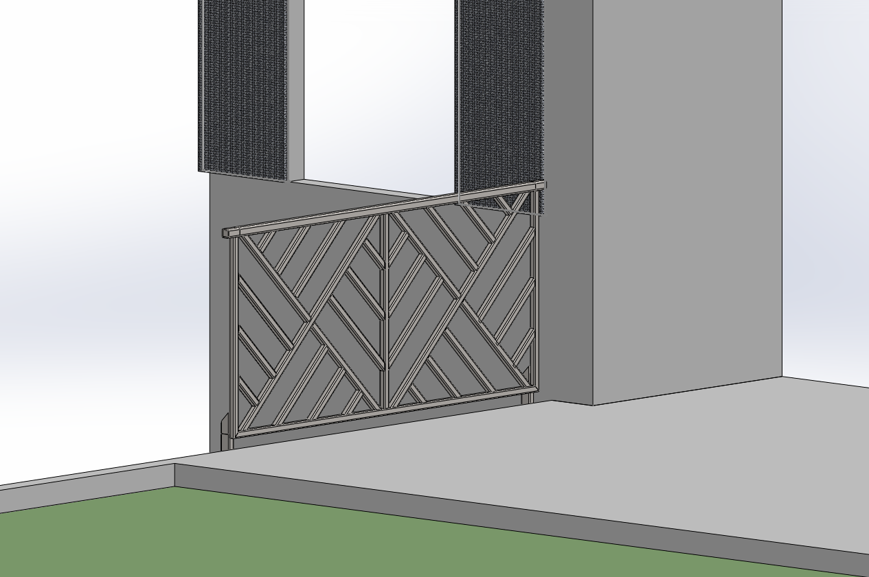 Portail en bois moderne avec motif en zigzag