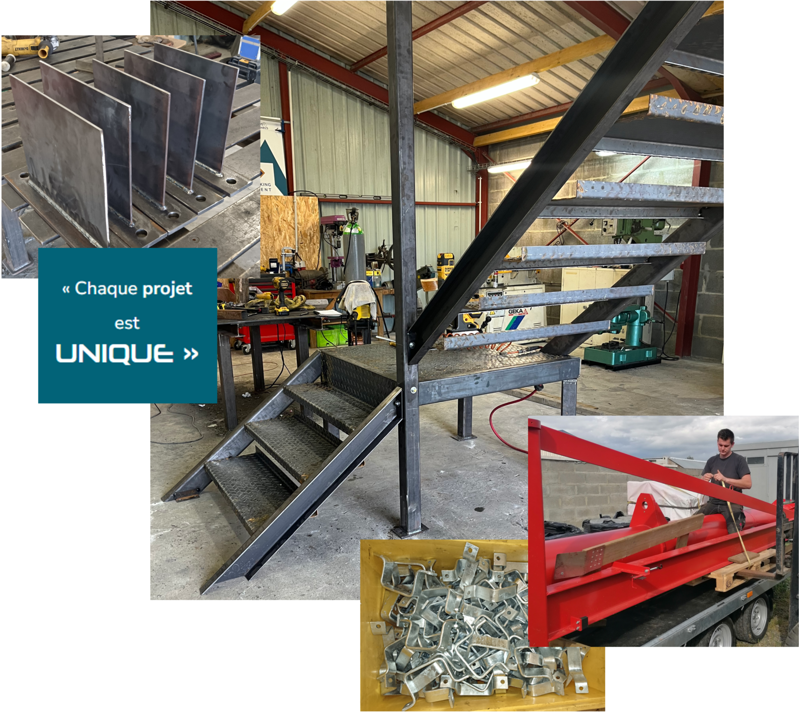 Projets métalliques uniques en atelier de fabrication